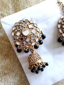 Mirror Jhumki &amp; Maang Tikka set