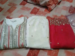 Elegant White Kurta Set with Pink Dupatta