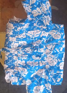 Blue Floral Smocked Top