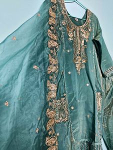 Embroidered Teal Kurta Set