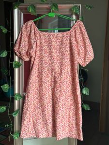 Cute Floral Puff Sleeve Mini Dress