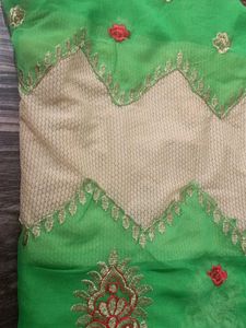 Beautifully Embellished Green Blouse Piece