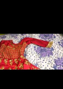 Red &amp; Gold Embellished Lehenga Choli
