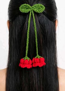 Crocheted Daisy Hair carms with bag charms, 2 in o