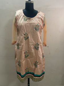 Embroidered Peach Kurta