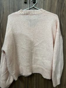 Baby Pink V-Neck Knit Sweater