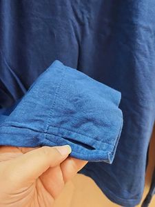 Blue Long Sleeve Lace-Up Tee