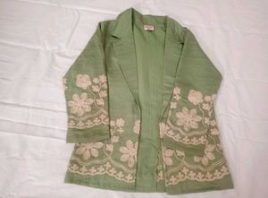 Embroidered Green Western Wear Dress