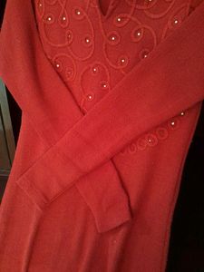 Stunning Red Embroidered  Woolen Kurta