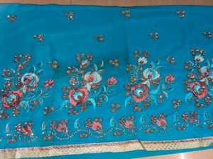 Blue Embellished Saree