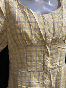 Cute Yellow Plaid Mini Dress