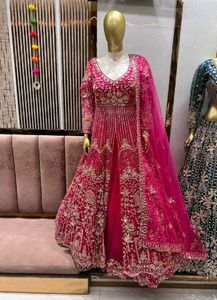 Stunning Pink Embroidered front cut Lehenga Choli