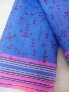 New Blue Pure Cotton Soft Saree