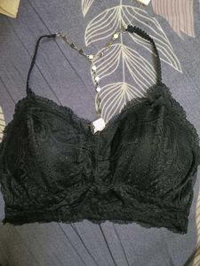 Lace Bralette with Stone Detail in back