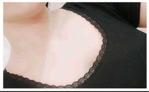 Black Cropped Lace Trim Top