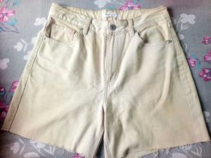 Cream Denim Shorts