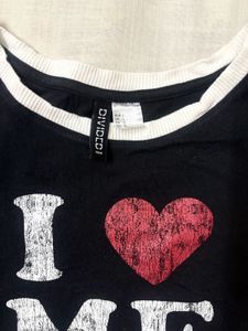 H&amp;M "I Love Me" Black Crop Top