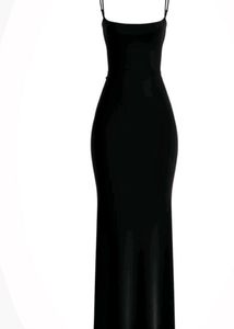 Elegant Black Spaghetti Strap Maxi Dress
