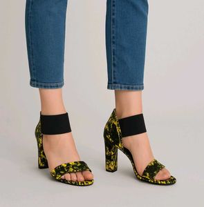 Neon Black Snake Print Heels