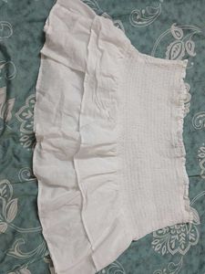 Ruffled White Smocked Skirt
