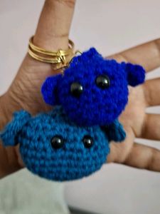 Handmade Blue Crochet Keychain