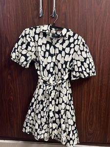 Max Chic Black & White Print Dress- Size S