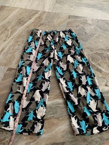 Penguin Print Wide Leg Pants