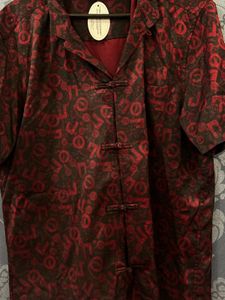 Unique Red &amp; Black Patterned Men's Kurta