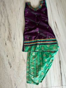 Purple &amp; Green Embroidered Salwar Kameez Suit