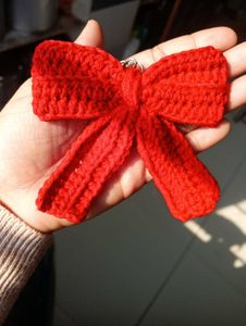 Aesthetic crochet Red Bow Keychain
