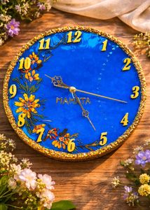 Beautiful Blue Floral Wall Clock