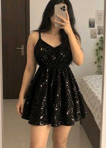 Sparkling Black Sequin Mini Dress