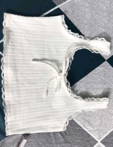 Cute White Lace Trim Cami Top