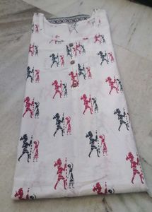 Tribal Print Kurti White Red Black
