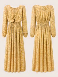 Yellow Floral Print Maxi Dress