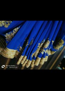 Royal Blue Saree with Gold Embroidery