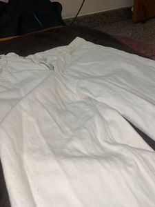 Cream Wide Leg Jeans