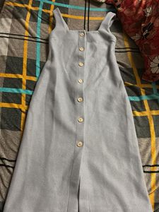 Button-Front Midi Dress