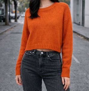 Cozy Orange Cropped Sweater