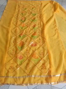 Yellow Floral Kurta dress materials