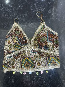 Boho Printed Crop Top with Shells