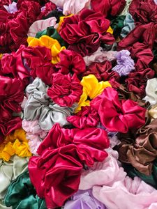 Set Of 3 L,M,S  Red Satin Scrunchie