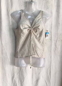 I. Linen Blend V-Neck Tie Front Tank Top