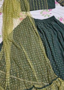 Pantaloons Elegant Green Lehenga Choli Set
