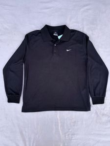 Men's Black Nike Long Sleeve Polo Shirt