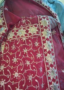 Maroon Embroidered Saree