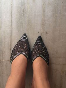 Sparkling Mesh Stiletto Mules