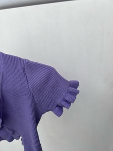Purple Ruffle Tie Front Cardigan/Shrug