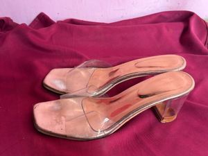 Clear Block Heel Mules