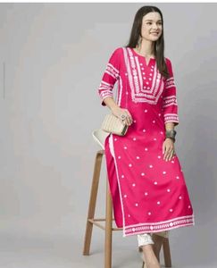 114.Vibrant Pink Embroidered Kurta